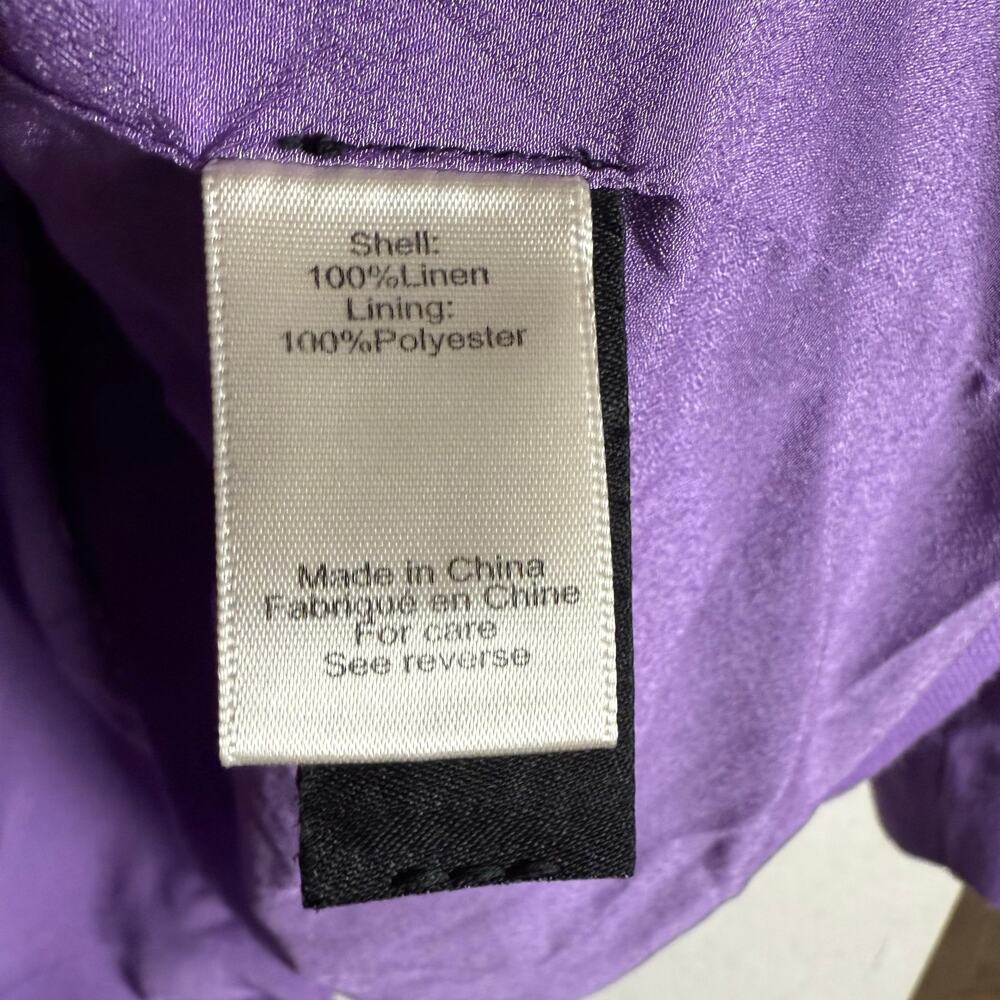 Ronny Kobo Klover Purple Linen Oversized Two Button Blazer Jacket Size Medium - Picture 11 of 13